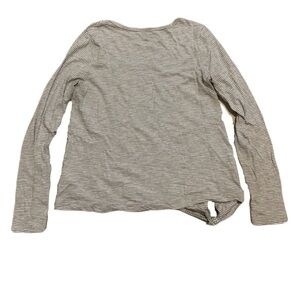 💜 Gap Easy Tee Striped Long Sleeve T-Shirt - Gray & White - Size S